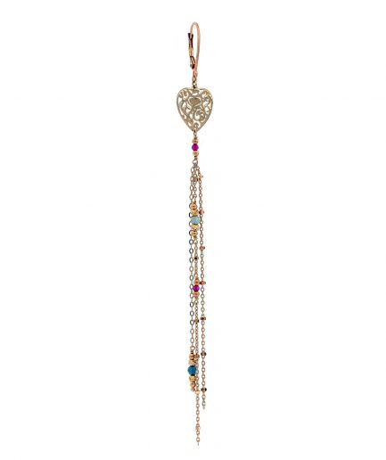 Orecchino con Cuore Pendente e Catene
