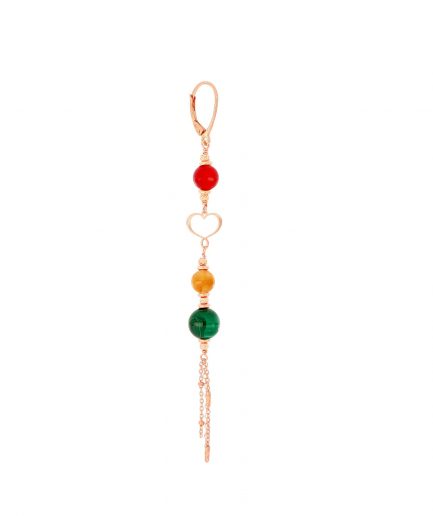 Orecchino Lungo Tre Pianeti con Malachite