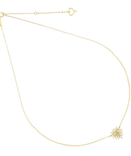 Girocollo 18 Kt Zaffiro Azzurro Cuore Sacro